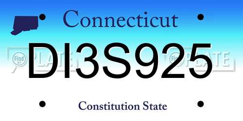 DI3S925 Connecticut License Plate