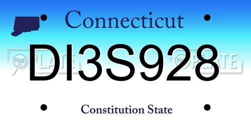 DI3S928 Connecticut License Plate