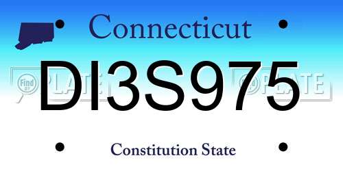 DI3S975 Connecticut License Plate