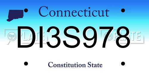 DI3S978 Connecticut License Plate