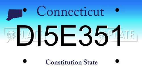 DI5E351 Connecticut License Plate