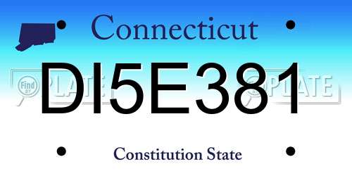 DI5E381 Connecticut License Plate