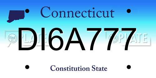 DI6A777 Connecticut License Plate