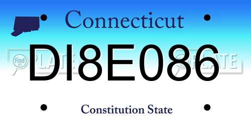 DI8E086 Connecticut License Plate