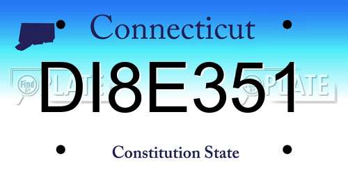 DI8E351 Connecticut License Plate