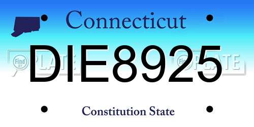 DIE8925 Connecticut License Plate