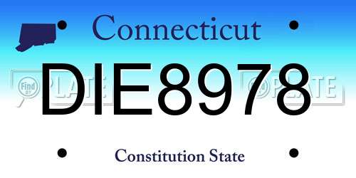 DIE8978 Connecticut License Plate