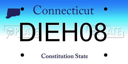 DIEH08 Connecticut License Plate