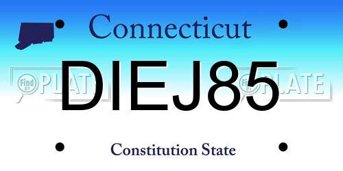 DIEJ85 Connecticut License Plate