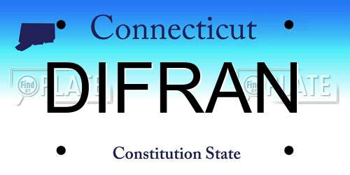DIFRAN Connecticut License Plate