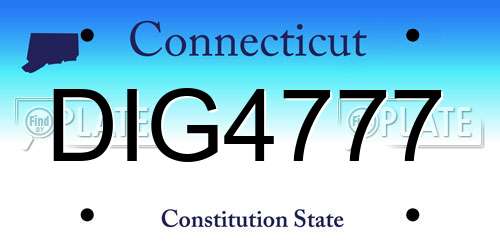DIG4777 Connecticut License Plate