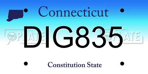 DIG835 Connecticut License Plate