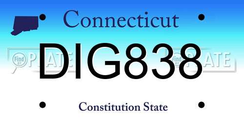 DIG838 Connecticut License Plate