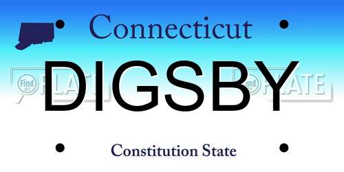 DIGSBY Connecticut License Plate
