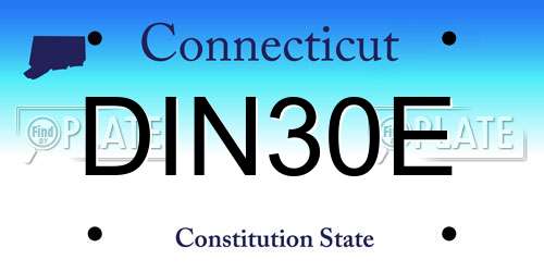 DIN30E Connecticut License Plate