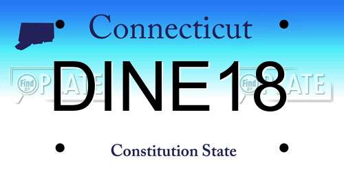 DINE18 Connecticut License Plate