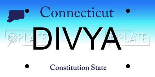 DIVYA Connecticut License Plate