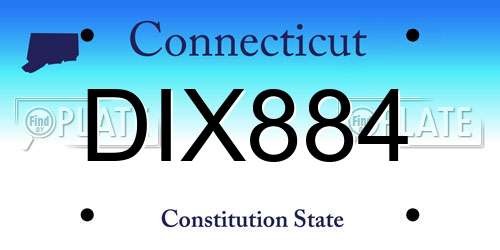 DIX884 Connecticut License Plate