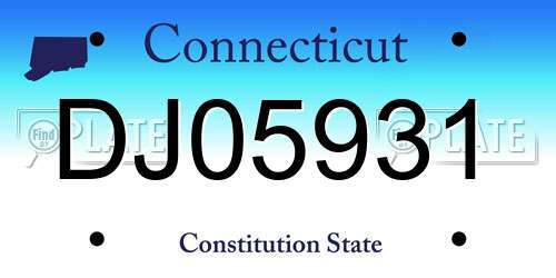 DJ05931 Connecticut License Plate