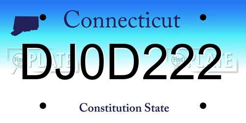 DJ0D222 Connecticut License Plate