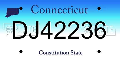 DJ42236 Connecticut License Plate