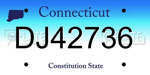 DJ42736 Connecticut License Plate