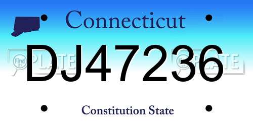 DJ47236 Connecticut License Plate
