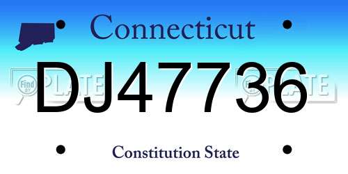 DJ47736 Connecticut License Plate