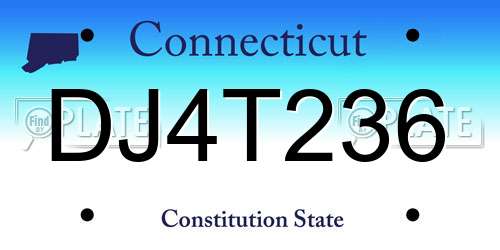 DJ4T236 Connecticut License Plate
