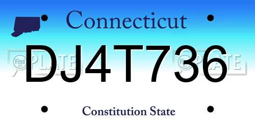 DJ4T736 Connecticut License Plate
