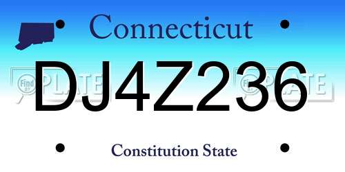 DJ4Z236 Connecticut License Plate