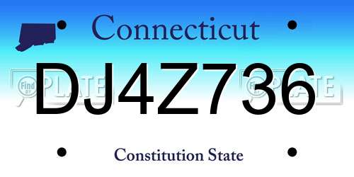 DJ4Z736 Connecticut License Plate