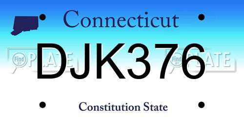 DJK376 Connecticut License Plate