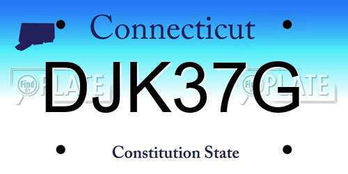 DJK37G Connecticut License Plate