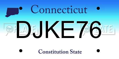 DJKE76 Connecticut License Plate