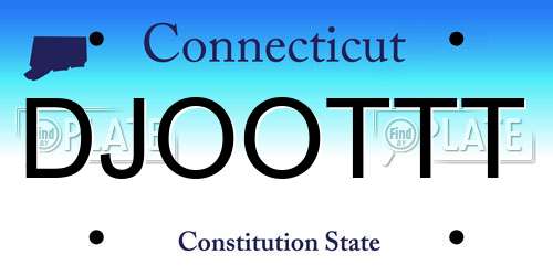 DJOOTTT Connecticut License Plate