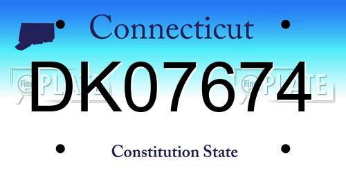 DK07674 Connecticut License Plate