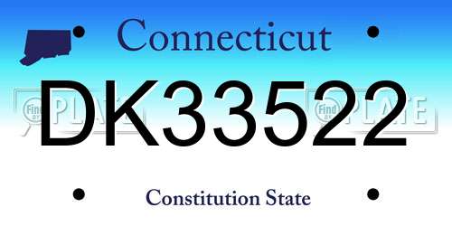 DK33522 Connecticut License Plate