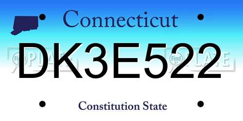 DK3E522 Connecticut License Plate