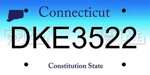 DKE3522 Connecticut License Plate