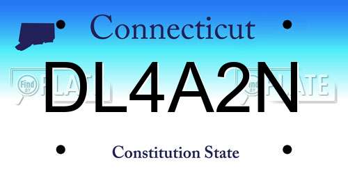 DL4A2N Connecticut License Plate