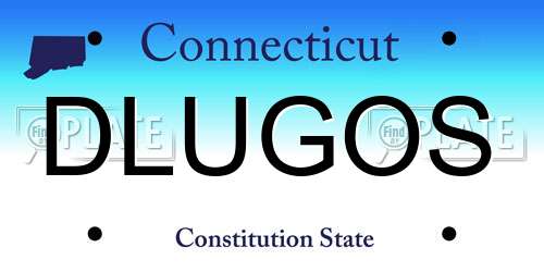 DLUGOS Connecticut License Plate