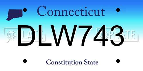 DLW743 Connecticut License Plate