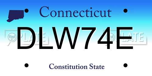 DLW74E Connecticut License Plate