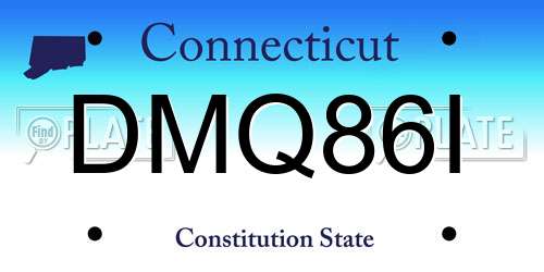 DMQ86I Connecticut License Plate