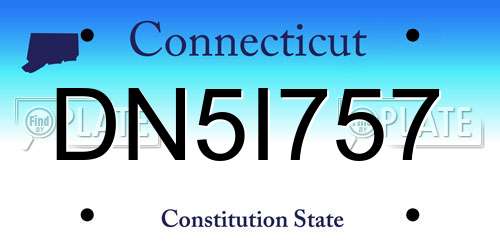 DN5I757 Connecticut License Plate