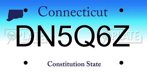 DN5Q6Z Connecticut License Plate