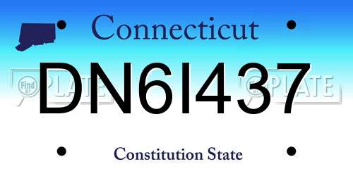 DN6I437 Connecticut License Plate