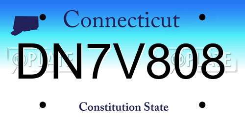 DN7V808 Connecticut License Plate