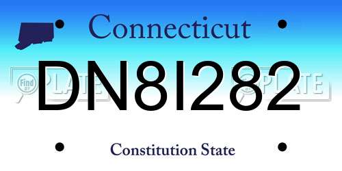 DN8I282 Connecticut License Plate